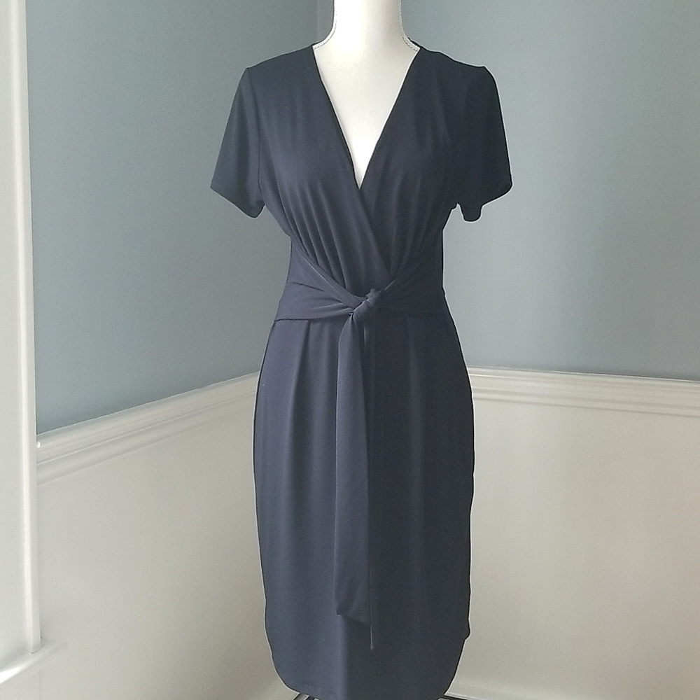 NWT TAHARI TRISH FAUX WRAP TIE DRESS